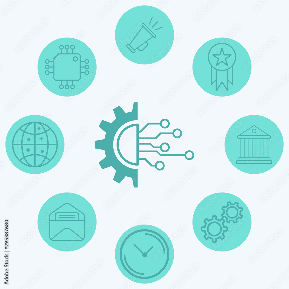 Gear and circuit vector icon sign symbol Gear and circuit vector icon sign symbol