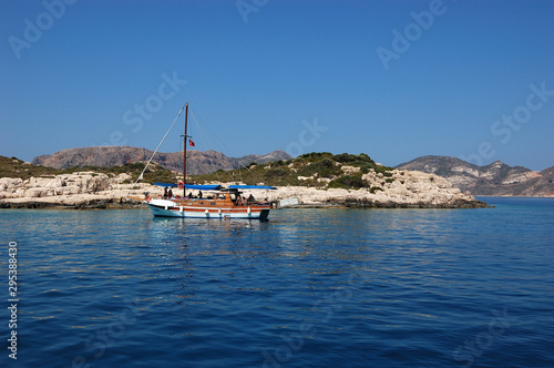 A gullet sailing in the waters of Kaş, Turkey