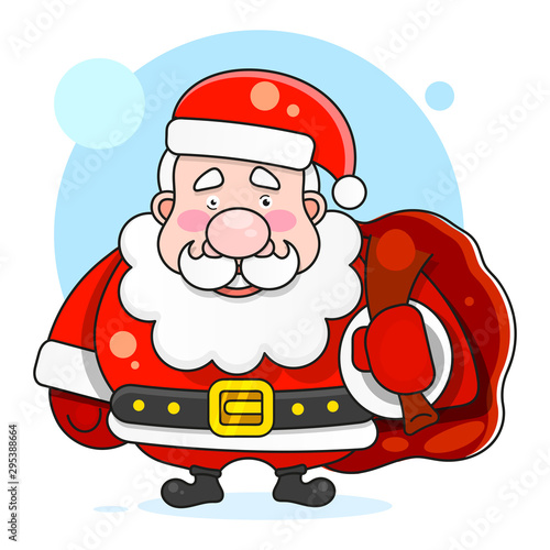 Illustration of Santa Claus carrying sack full of gifts