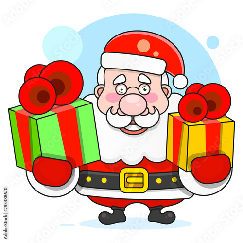 Illustration of Santa Claus carrying sack full of gifts