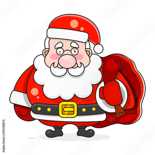 Illustration of Santa Claus carrying sack full of gifts