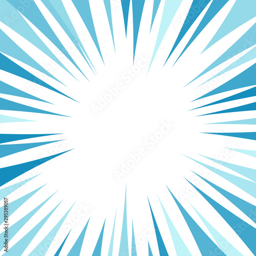 Color comic illustration. Radial stripes abstract background. Text frame in manga and anime comics.