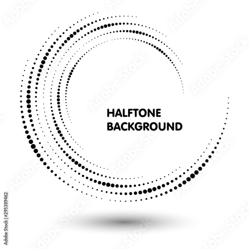 Halftone round as icon or background. Black abstract vector circle frame with dots as logo or emblem.