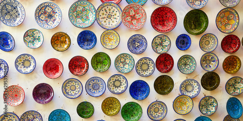 Obraz na plátně traditional ceramics on Moroccan market