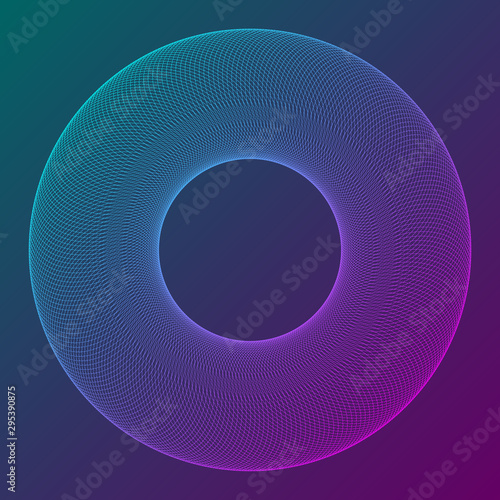 Circular wireframe as logo element or frame. Digital abstract background posters circles lines effect.