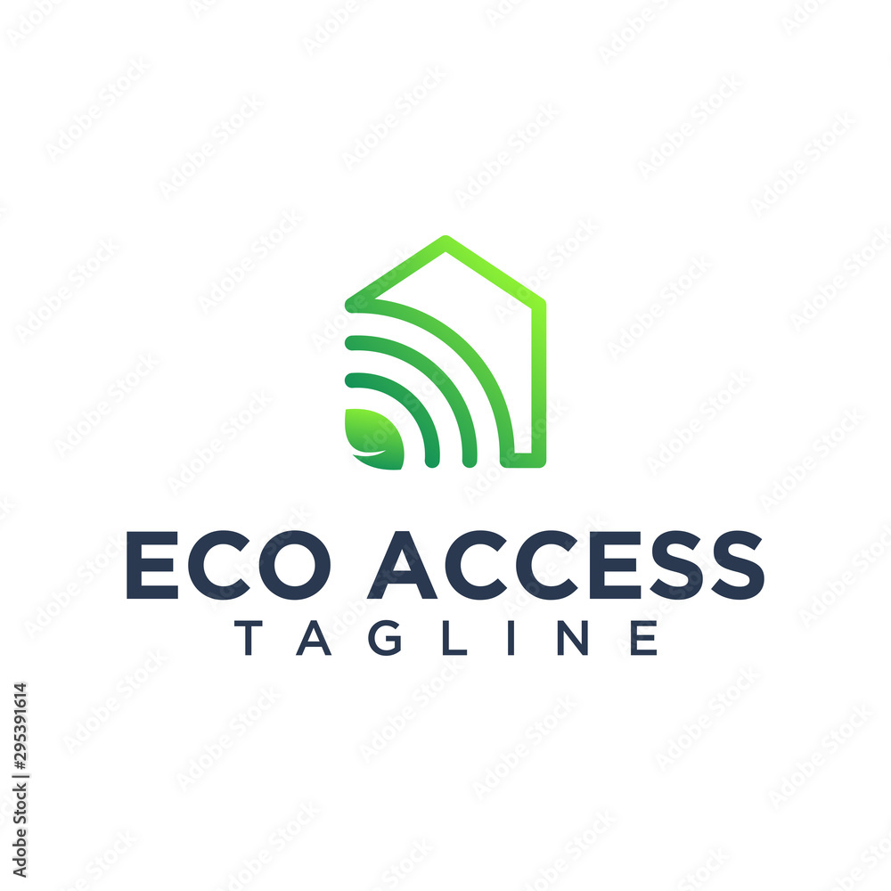 Creative Eco Green House Wi-fi access signal connection concept logo design Creative Eco Green House Wi-fi access signal connection concept logo design