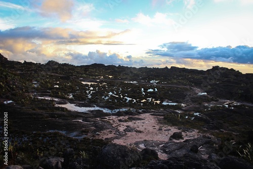 View of the sunset from the top of Mount Roraima