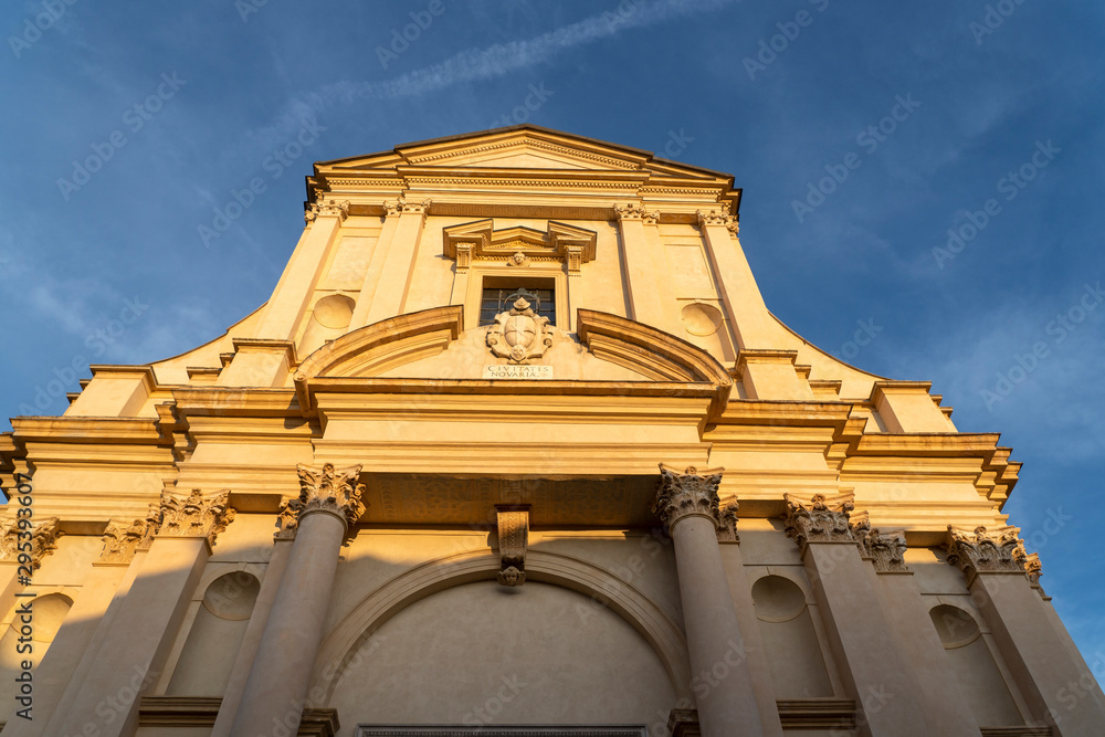 SAN GAUDENZIO BASILICA DOME AND HISTORICAL BUILDINGS IN NOVARA IN ITALY. San Gaudenzio church in Novara city, Piedmont, Italy