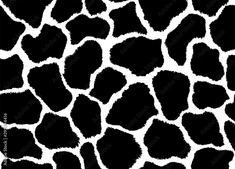 Giraffe skin pattern texture repeating seamless monochrome black and white.  Vector. Texture giraffe. Fashionable print. Fashion and stylish background.  Fabric, wallpaper or texture for 3D. Fur Stock Vector | Adobe Stock