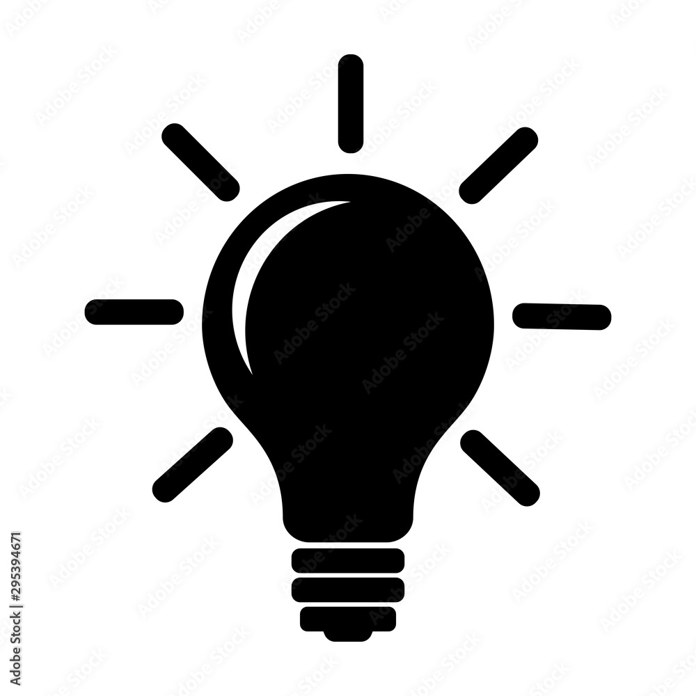 Simple black light bulb icon isolated on white background Simple black light bulb icon isolated on white background