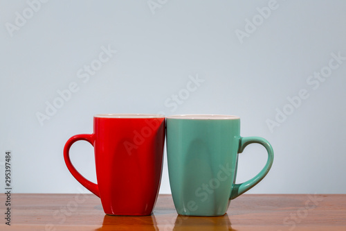 Empty coffee mug on wooden table