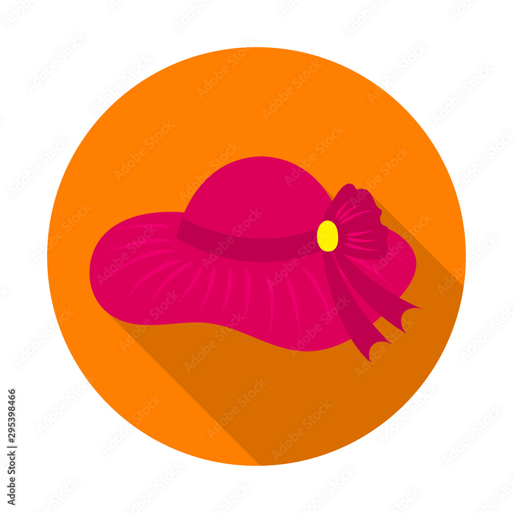 Sun hat flat icon with long shadow on orange round background. Flat design style. Vector illustration. EPS10. Sun hat flat icon with long shadow on orange round background. Flat design style. Vector illustration. EPS10.