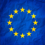 Flag of European Union EU with effect of crumpled paper. Vector illustration. EPS10.