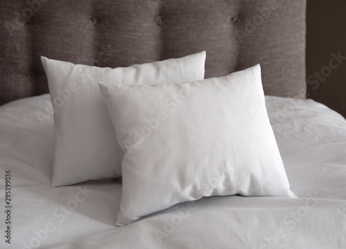 Two white pillows on the bed
