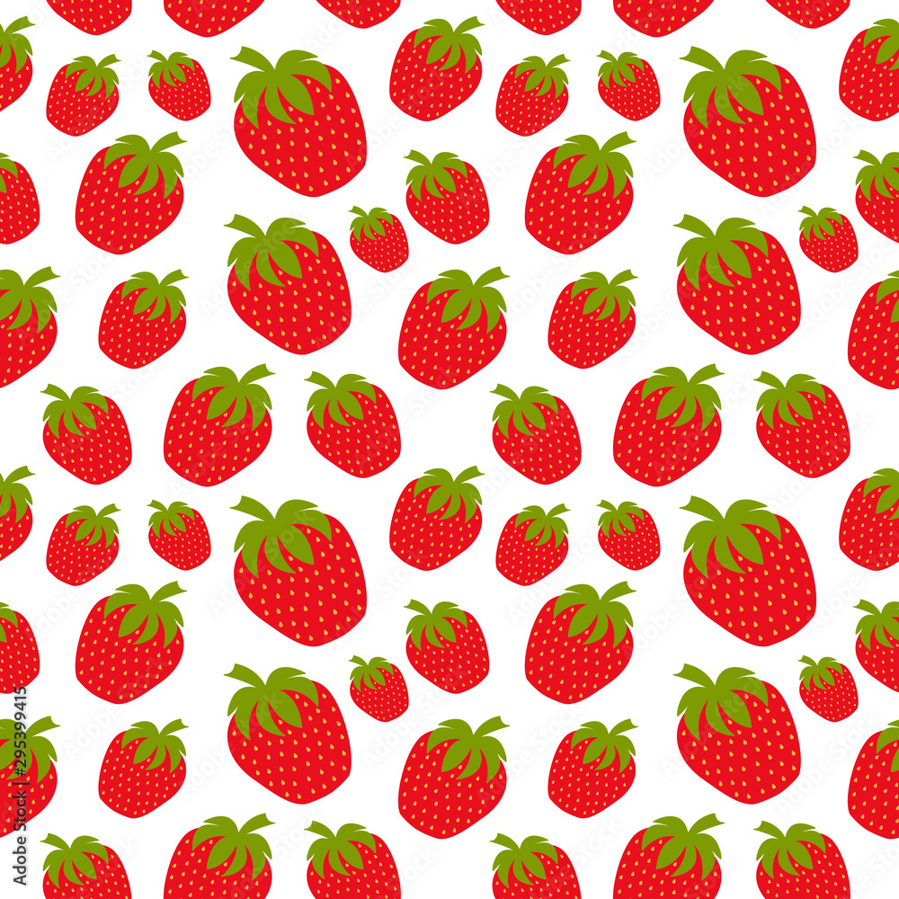 Strawberry seamless pattern in modern flat style for web page background, wrapping paper, wallpaper and other printed products. Vector illustration. EPS10. Strawberry seamless pattern in modern flat style for web page background, wrapping paper, wallpaper and other printed products. Vector illustration. EPS10.