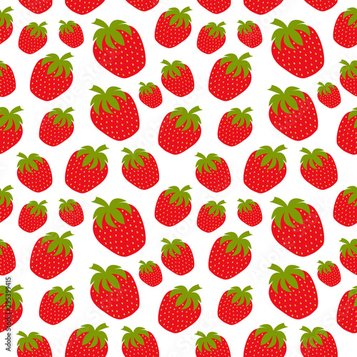 Fototapeta Naklejka Na Ścianę i Meble -  Strawberry seamless pattern in modern flat style for web page background, wrapping paper, wallpaper and other printed products. Vector illustration. EPS10.
