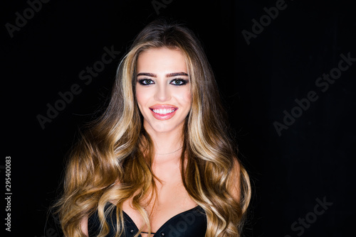 Wallpaper Mural Dental concept - whiten teeth, smile woman. Whitening teeth. Dental or Dent and stomatology concept with woman smiling face. Beautiful cheerful and enjoying woman. Torontodigital.ca