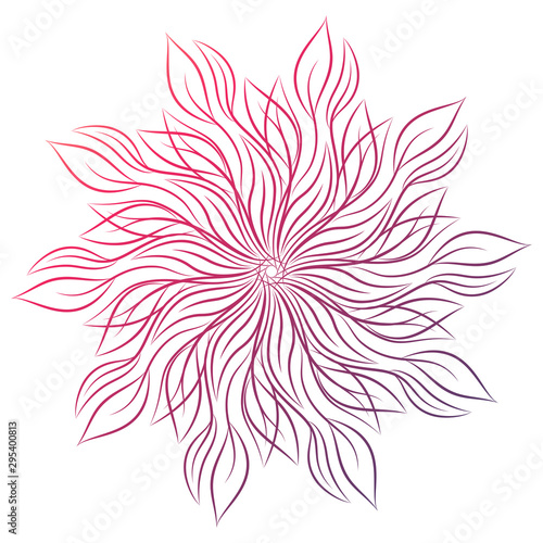 Mandala. Round floral ornament isolated on white background. Decorative design element. Outline vector illustration for invitation  greeting cards  print on T-shirt and other items.