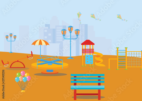 web banners on the theme of Playground, outdoor, landscape, children, garden, spring, kid