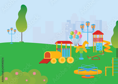 web banners on the theme of Playground, outdoor, landscape, children, garden, spring, kid