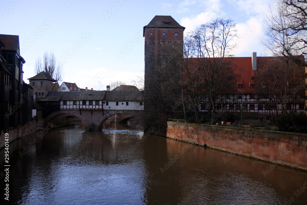 Typical buildings of Nurnberg in Germany during winter