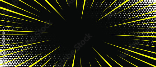 Abstract comic zoom motion lines with halftone background