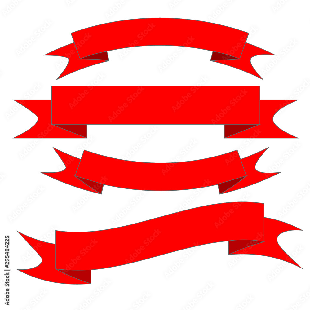 Vector ribbon isolated on a white background. Illustration set of red set.