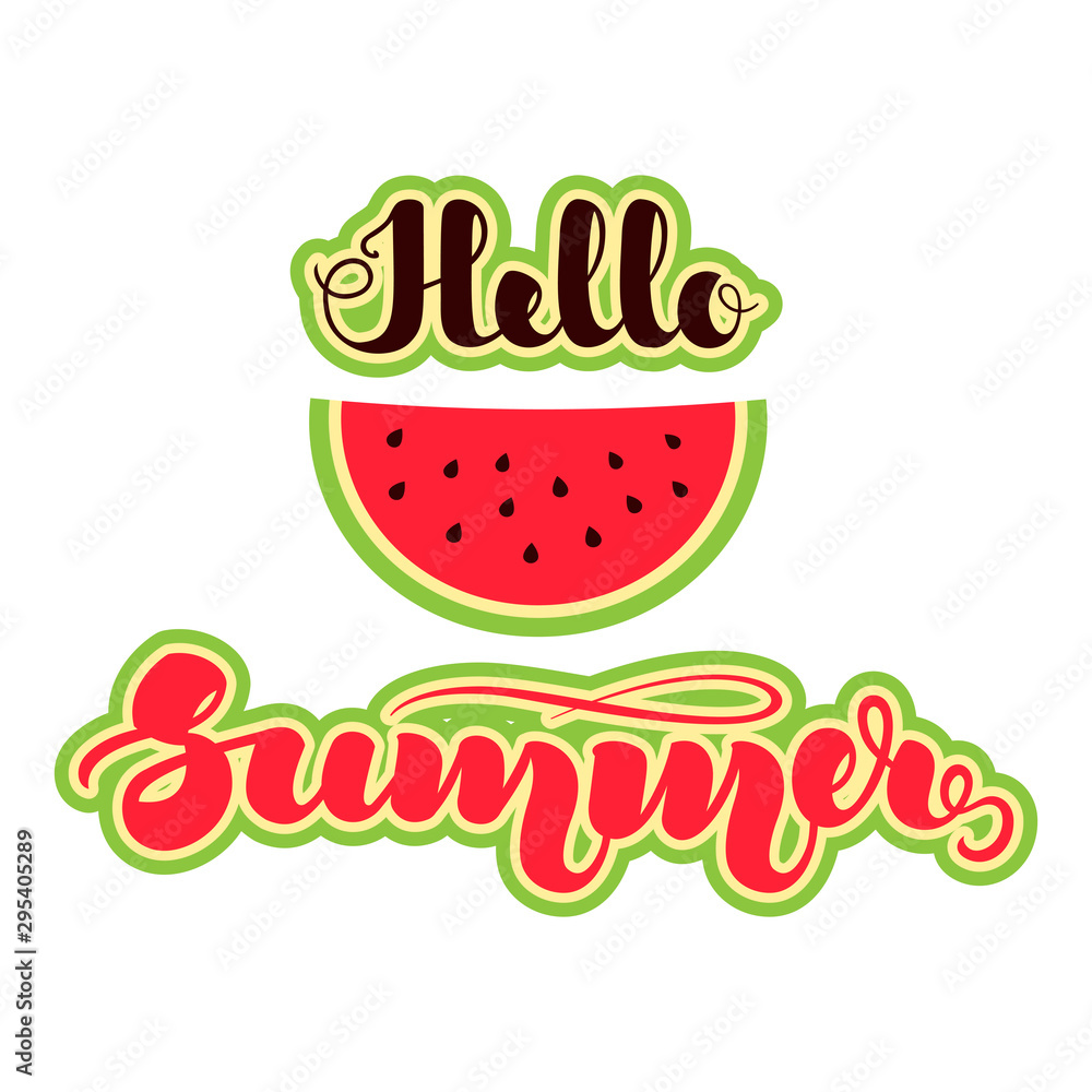 Watermelon in flat style and handwritten lettering Watermelon in flat style and handwritten lettering