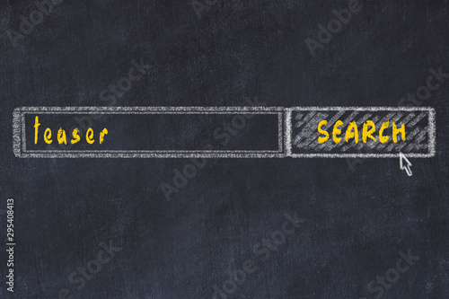 Chalkboard drawing of search browser window and inscription teaser photo