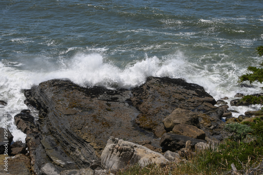 High surf and waves crashing at Sea Ranch, CA