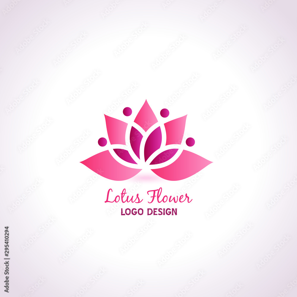 Logo lotus flower people figures vector image