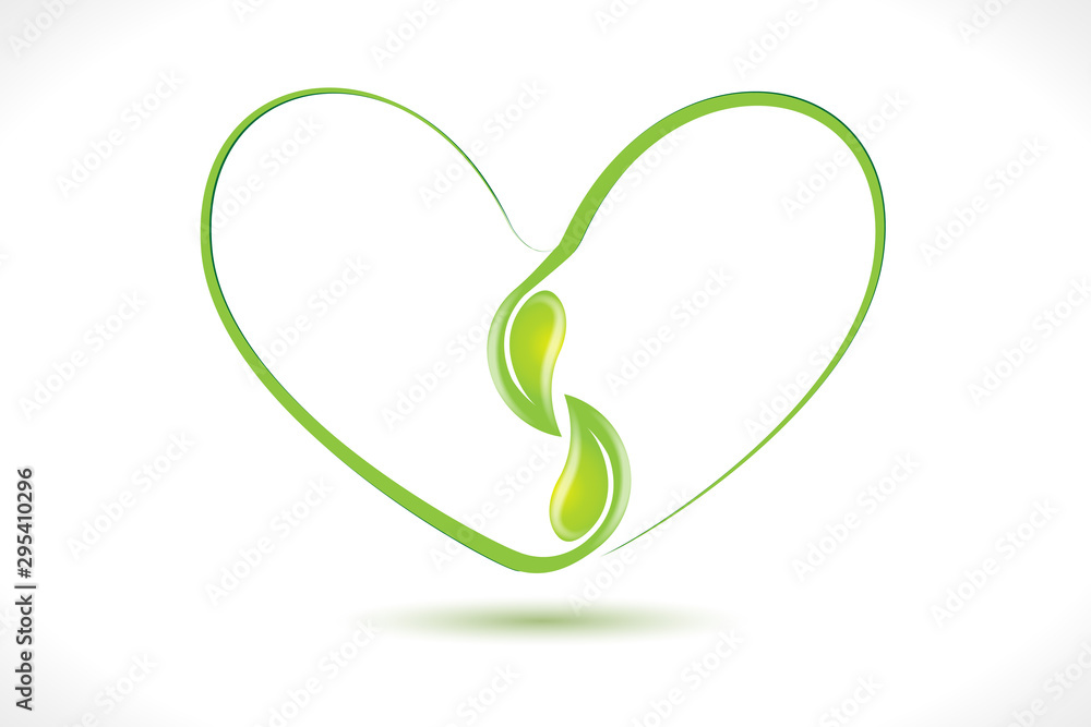 Obraz premium Logo leafs health nature heart shape icon vector image