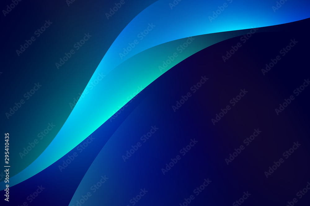 Abstract light blue green curve graphic on dark background, copy space composition. Abstract light blue green curve graphic on dark background, copy space composition.