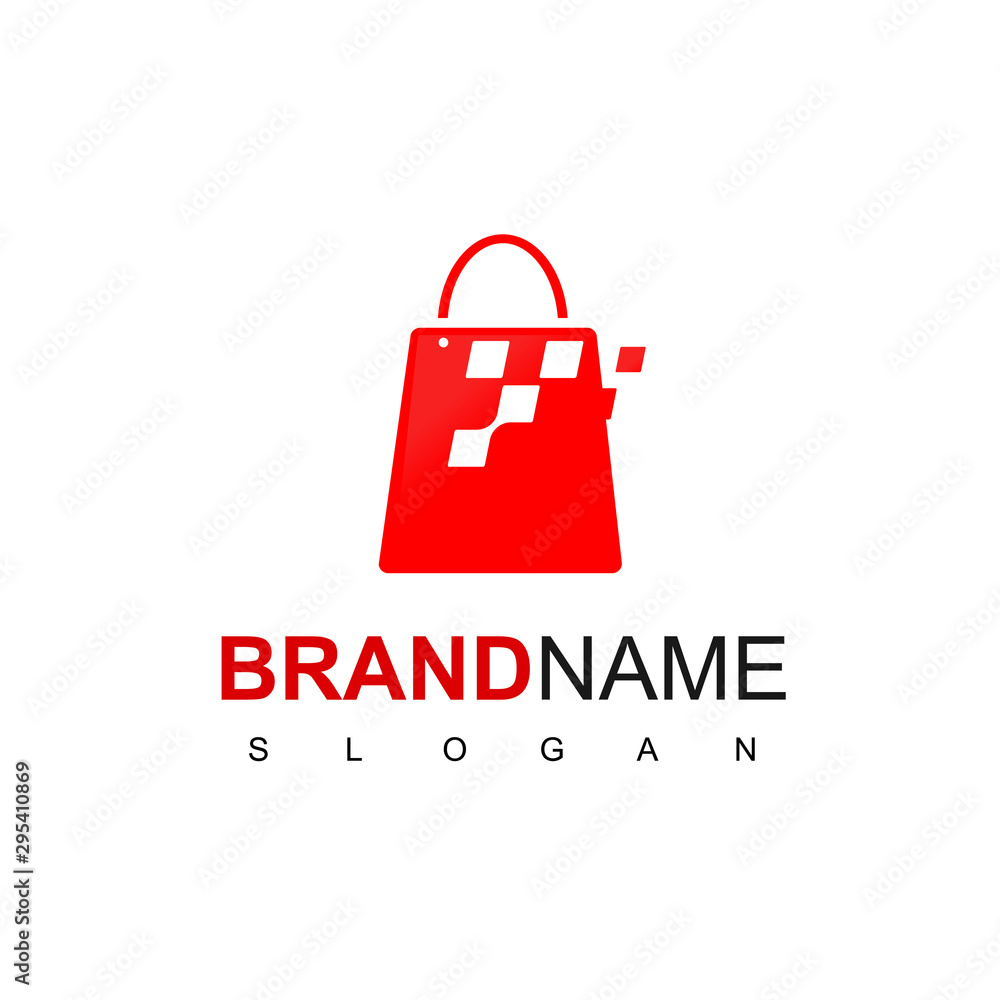 Fast Moving Bag Logo With Pixel Symbol For Online Store Or Retail Logo Fast Moving Bag Logo With Pixel Symbol For Online Store Or Retail Logo