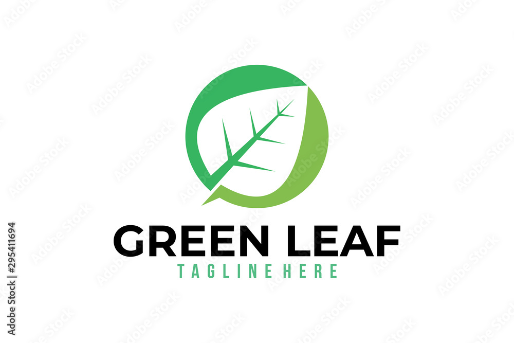 green leaf logo icon isolated