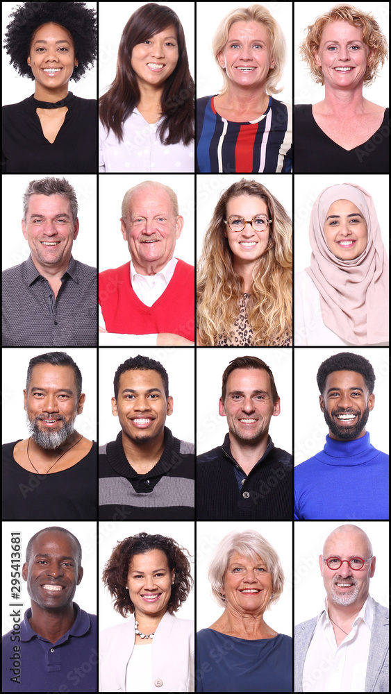Group of people in front of a white background Group of people in front of a white background