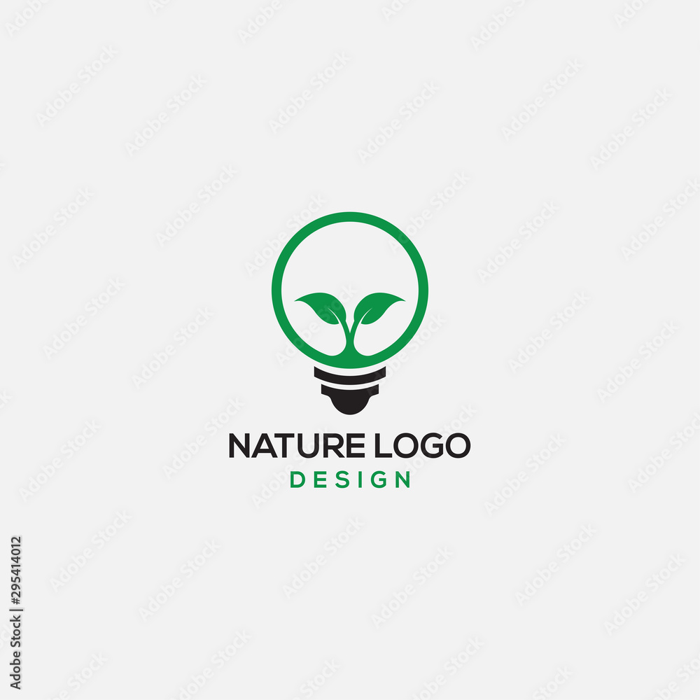 Ecology bulb lamp with leaf logo. Energy saving lamp symbol, icon template - vector Ecology bulb lamp with leaf logo. Energy saving lamp symbol, icon template - vector