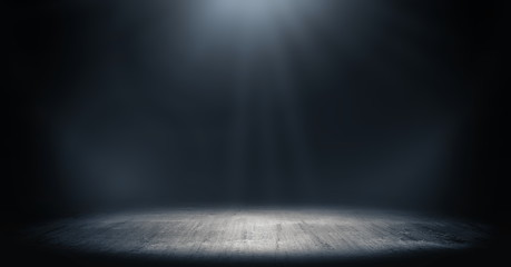 Dark room with light background.