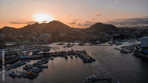 An aerial view of the famous resort town Cabo San Lucas in Mexico