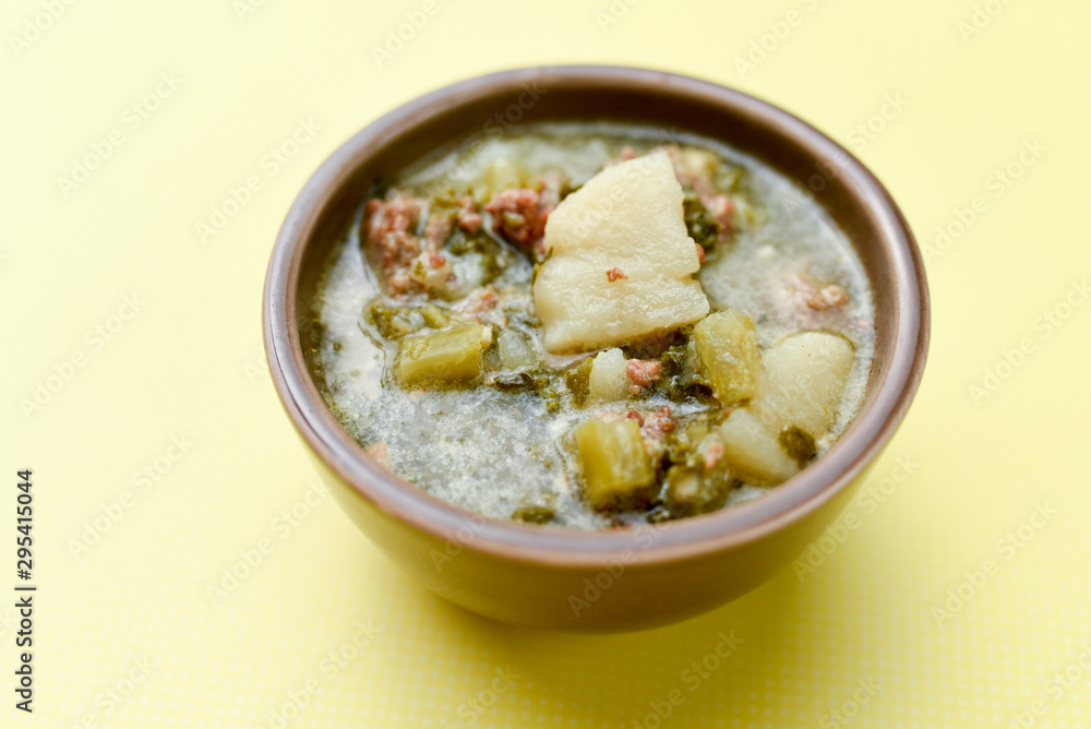 Sausage and kale zuppa toscana Italian creamy soup with potatoes