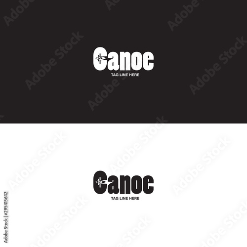 canoe logo on black and white background
