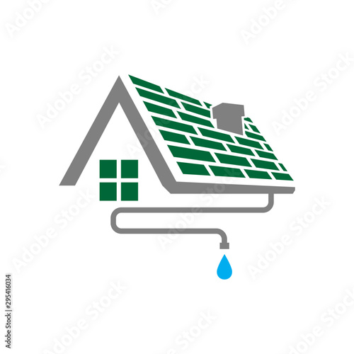 house roof gutter logo design vector badge emblem template illustrations