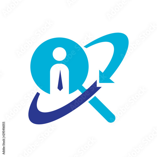 job search logo a businessman with tie an magnifying glass for jobseekers company