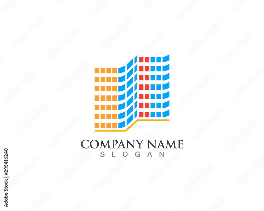 Real estate logo city modern with square shape