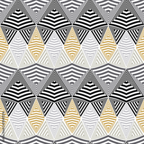 Abstract seamless pattern illustration of scribbled shapes in geometric layout.