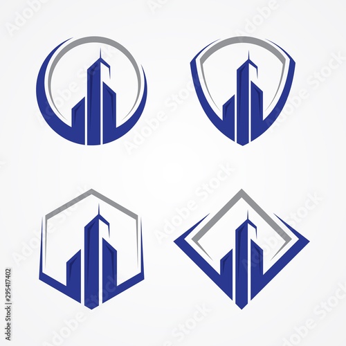 Best creative illustration building symbol with some frames for real estate business