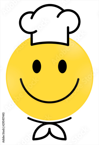 Smiley Face yellow Chef. Happy smiley emoji vector yellow. Vector happy circle face.