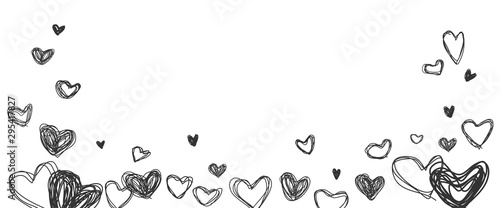 Line drawing heart shape on white background. Vector illustration.