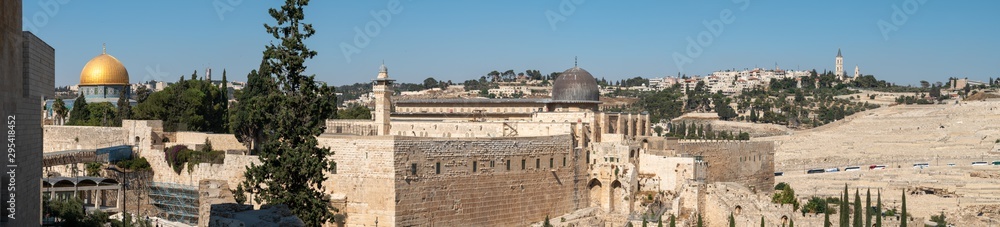 Looking at the Temple Mount and Mount of Olive from the Old City Wall