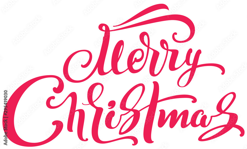 Merry Christmas handwritten calligraphy text lettering template type greeting card